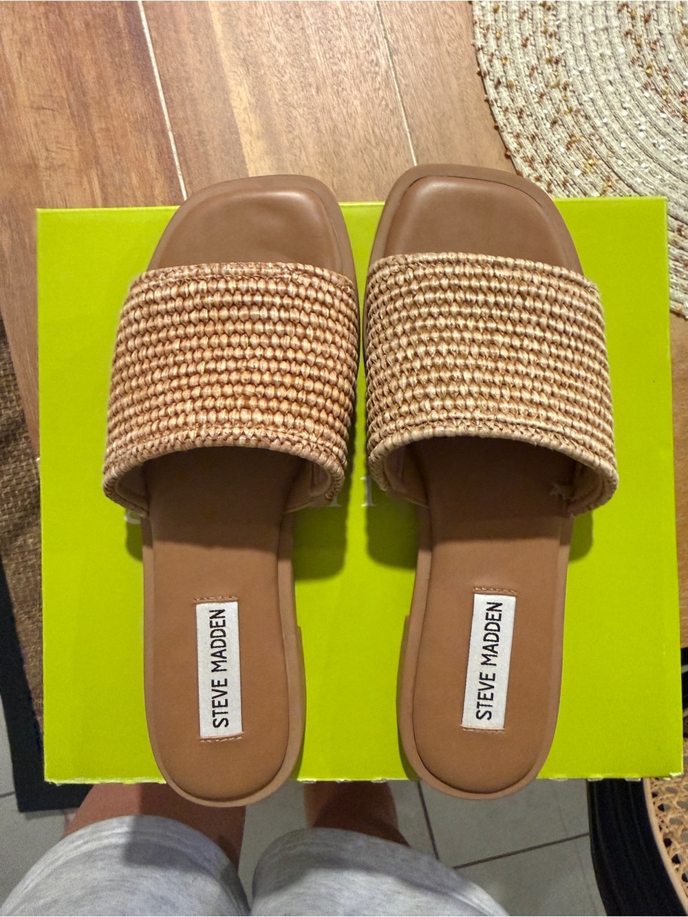 Steve Madden Braided Tan Slide Sandals